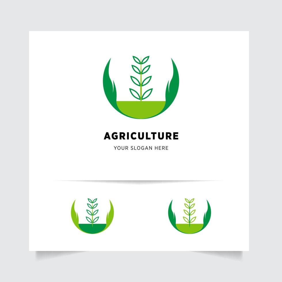 plano emblema logo diseño para agricultura con el concepto de verde hojas vector. verde naturaleza logo usado para agrícola sistemas, agricultores, y plantación productos logo modelo. vector