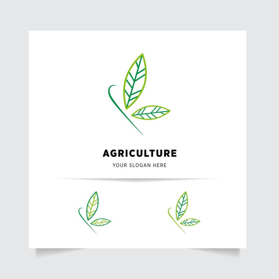 plano emblema logo diseño para agricultura con el concepto de verde hojas vector. verde naturaleza logo usado para agrícola sistemas, agricultores, y plantación productos logo modelo. vector