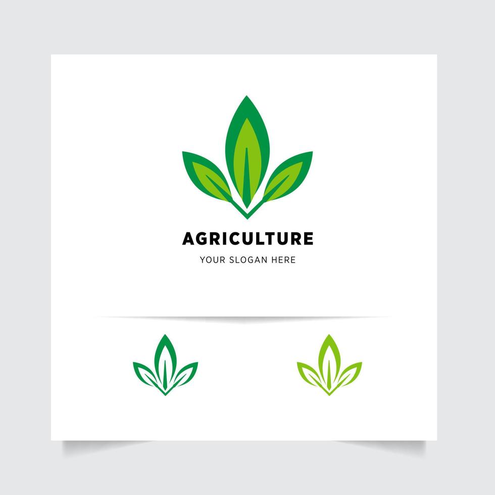 flat emblem logo design for Agriculture with the concept of green leaves vector. Green nature logo used for agricultural systems, farmers, and plantation products. logo template. vector