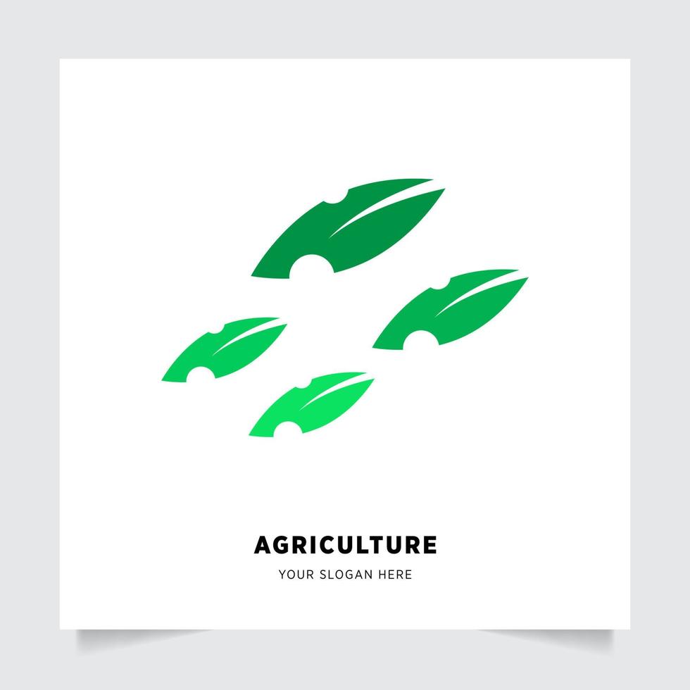 flat emblem logo design for Agriculture with the concept of green leaves vector. Green nature logo used for agricultural systems, farmers, and plantation products. logo template. vector