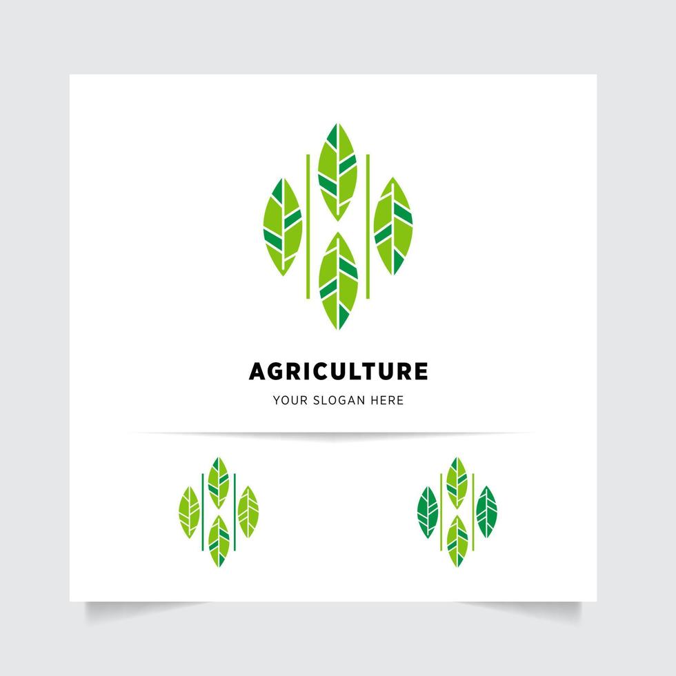 plano emblema logo diseño para agricultura con el concepto de verde hojas vector. verde naturaleza logo usado para agrícola sistemas, agricultores, y plantación productos logo modelo. vector