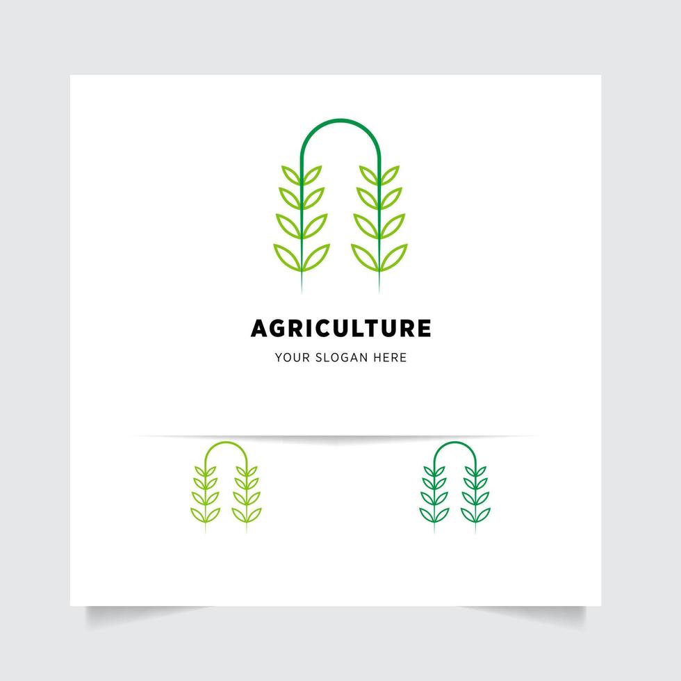 flat emblem logo design for Agriculture with the concept of green leaves vector. Green nature logo used for agricultural systems, farmers, and plantation products. logo template. vector