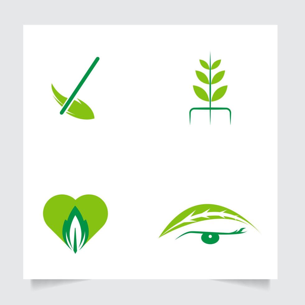 set collecrion flat emblem logo design for Agriculture with the concept of green leaves vector. Green nature logo used for agricultural systems, farmers, and plantation products. logo template. vector