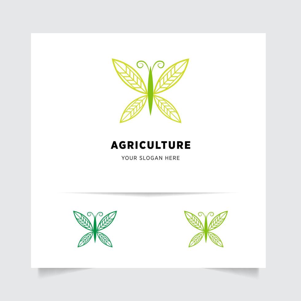 flat emblem logo design for Agriculture with the concept of green leaves vector. Green nature logo used for agricultural systems, farmers, and plantation products. logo template. vector