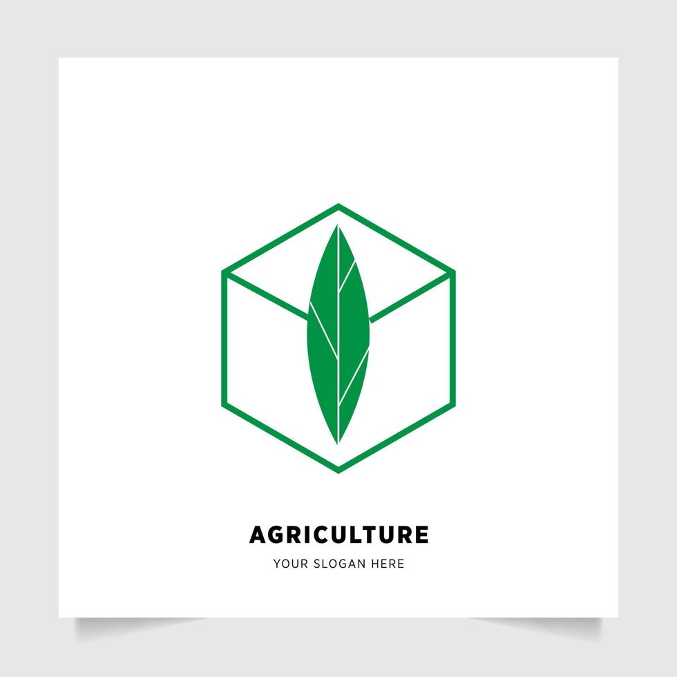 flat emblem logo design for Agriculture with the concept of green leaves vector. Green nature logo used for agricultural systems, farmers, and plantation products. logo template. vector