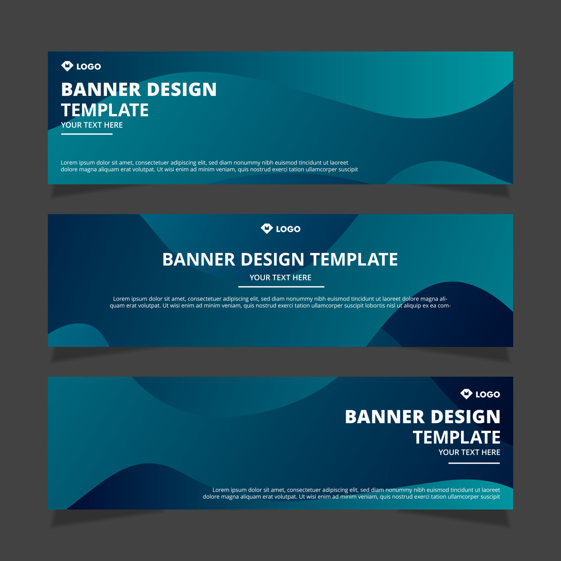 Set of creative modern abstract vector business banners design. Template ready for use in web or