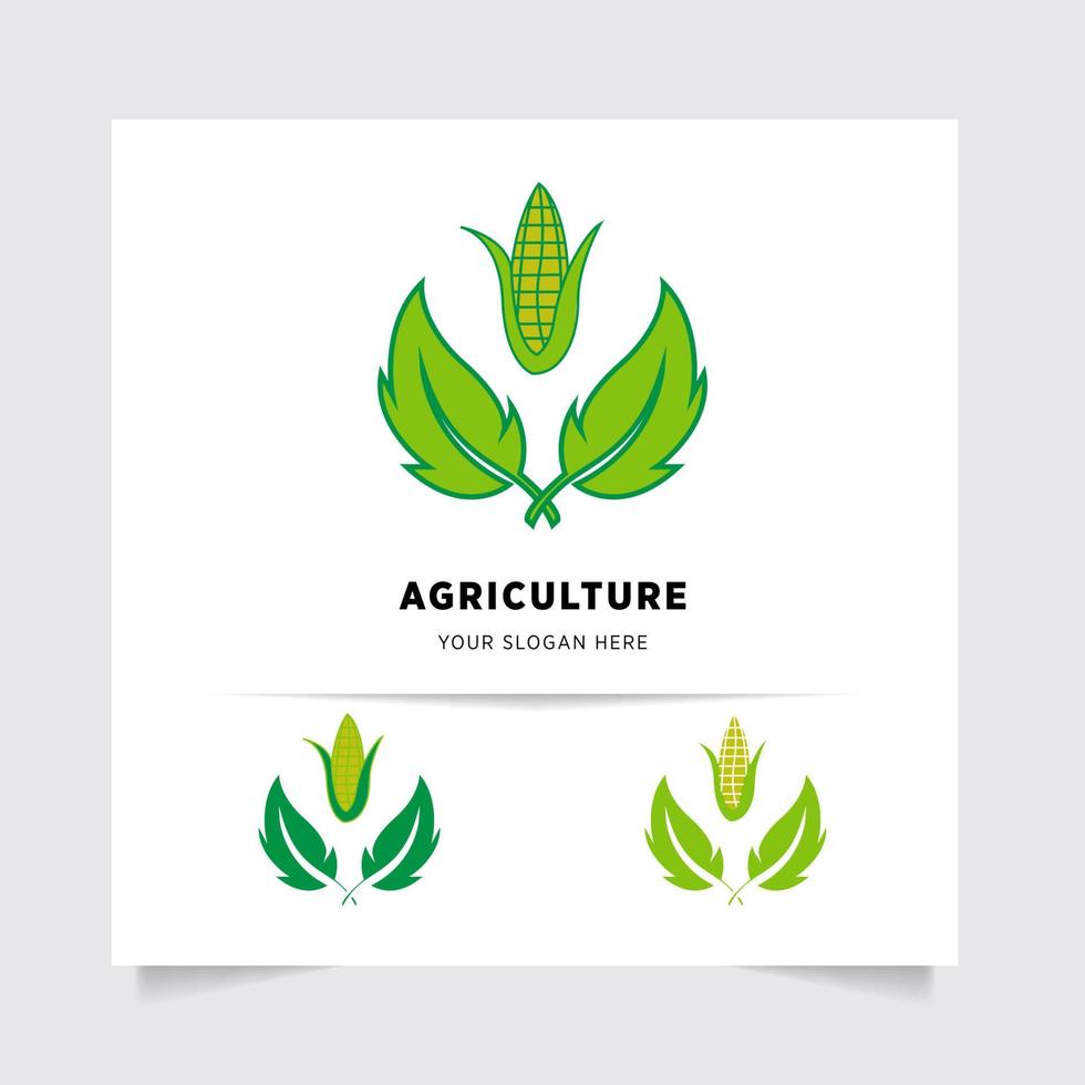 flat emblem logo design for Agriculture with the concept of green leaves vector. Green nature logo used for agricultural systems, farmers, and plantation products. logo template. vector