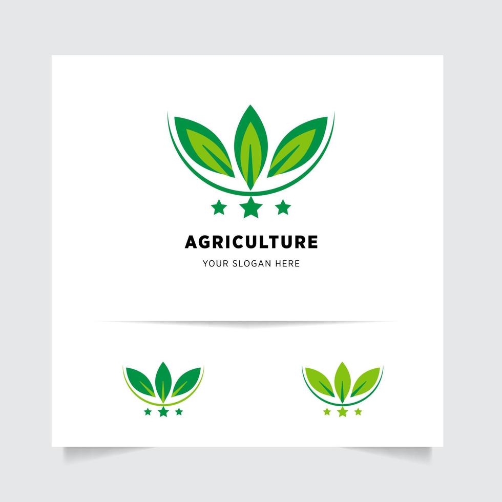 plano emblema logo diseño para agricultura con el concepto de verde hojas vector. verde naturaleza logo usado para agrícola sistemas, agricultores, y plantación productos logo modelo. vector