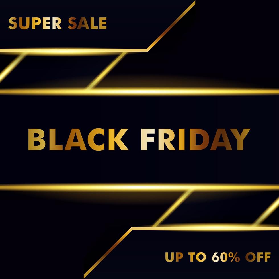 super sale black friday banner with gold light line vector