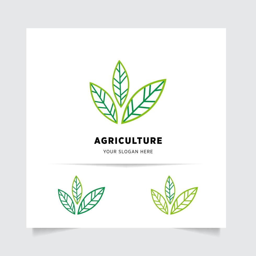 flat emblem logo design for Agriculture with the concept of green leaves vector. Green nature logo used for agricultural systems, farmers, and plantation products. logo template. vector