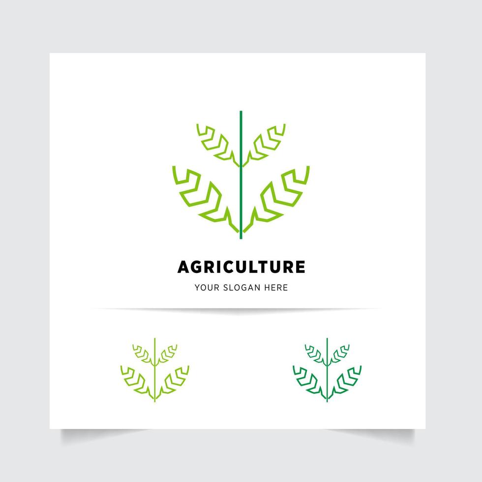 flat emblem logo design for Agriculture with the concept of green leaves vector. Green nature logo used for agricultural systems, farmers, and plantation products. logo template. vector