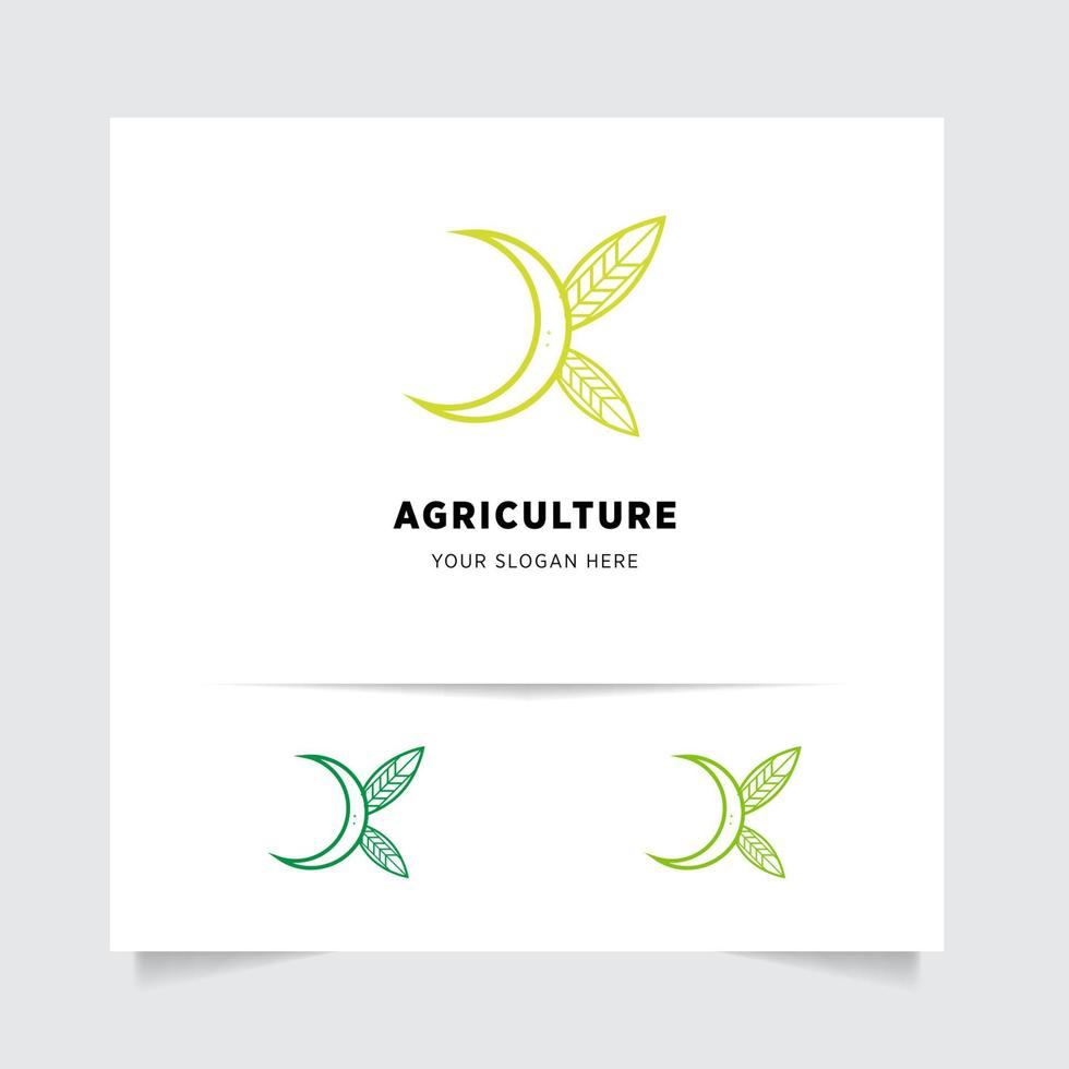 flat emblem logo design for Agriculture with the concept of green leaves vector. Green nature logo used for agricultural systems, farmers, and plantation products. logo template. vector