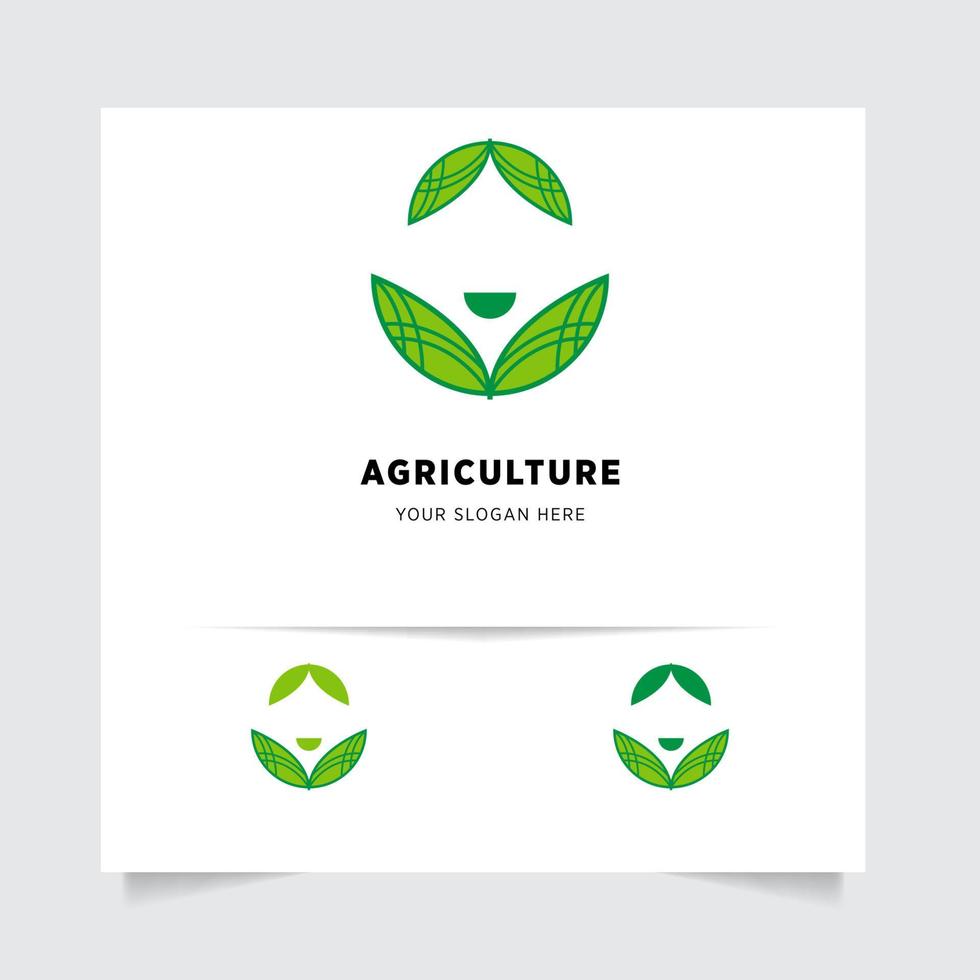 plano emblema logo diseño para agricultura con el concepto de verde hojas vector. verde naturaleza logo usado para agrícola sistemas, agricultores, y plantación productos logo modelo. vector