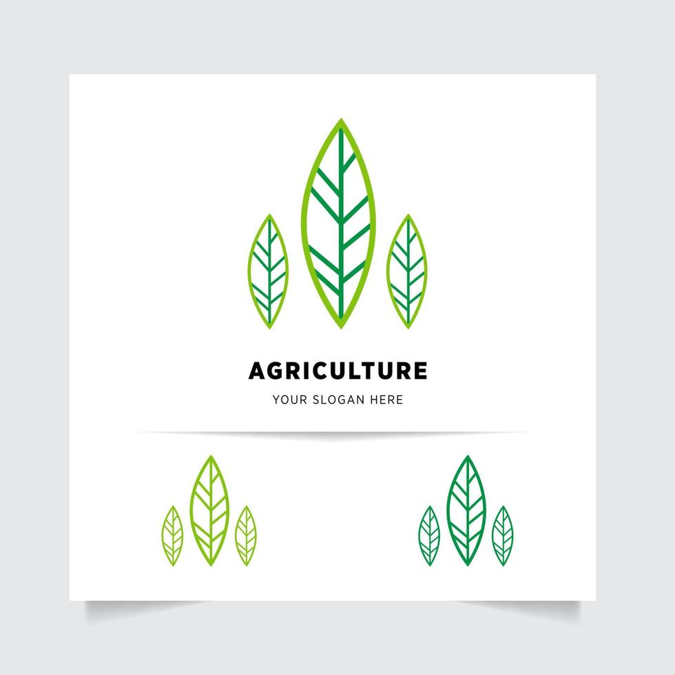 plano emblema logo diseño para agricultura con el concepto de verde hojas vector. verde naturaleza logo usado para agrícola sistemas, agricultores, y plantación productos logo modelo. vector