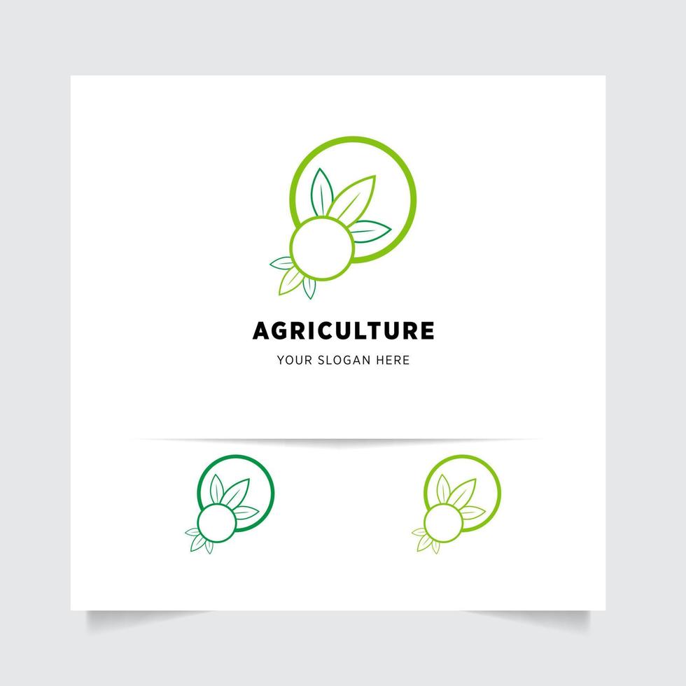 flat emblem logo design for Agriculture with the concept of green leaves vector. Green nature logo used for agricultural systems, farmers, and plantation products. logo template. vector