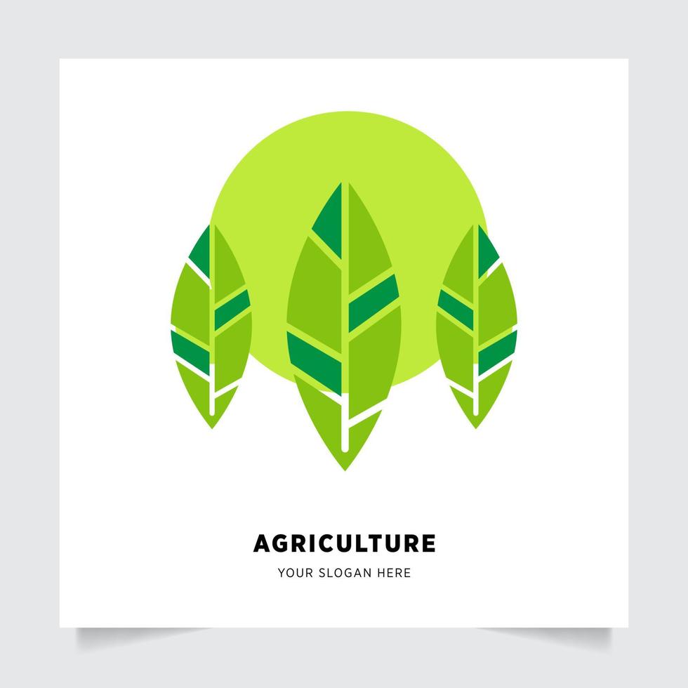 flat emblem logo design for Agriculture with the concept of green leaves vector. Green nature logo used for agricultural systems, farmers, and plantation products. logo template. vector