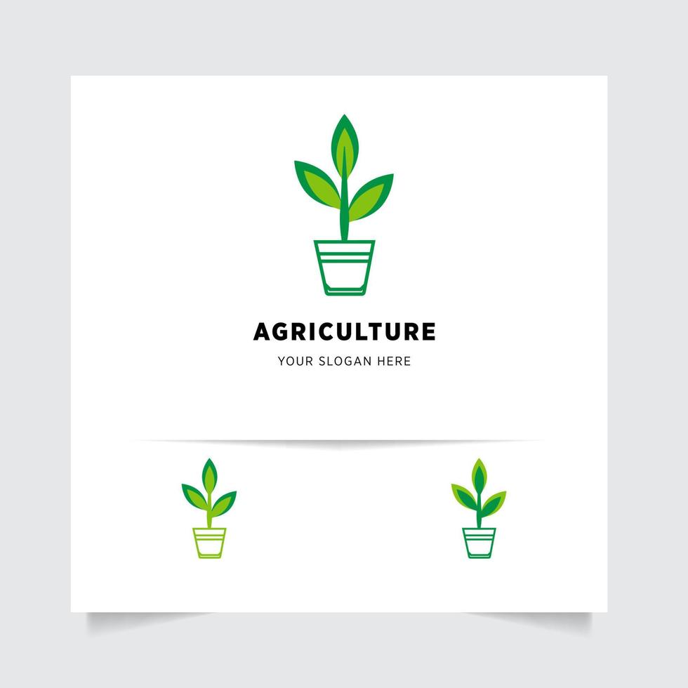 plano emblema logo diseño para agricultura con el concepto de verde hojas vector. verde naturaleza logo usado para agrícola sistemas, agricultores, y plantación productos logo modelo. vector