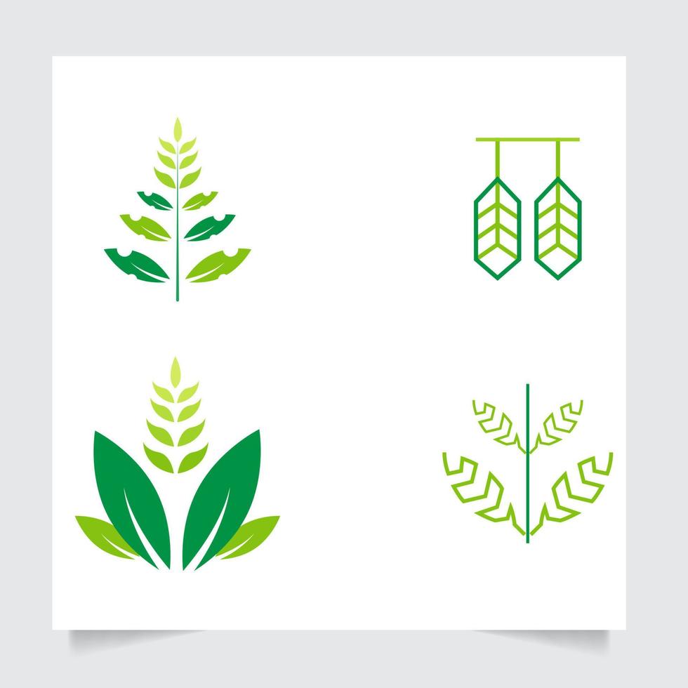 set collecrion flat emblem logo design for Agriculture with the concept of green leaves vector. Green nature logo used for agricultural systems, farmers, and plantation products. logo template. vector