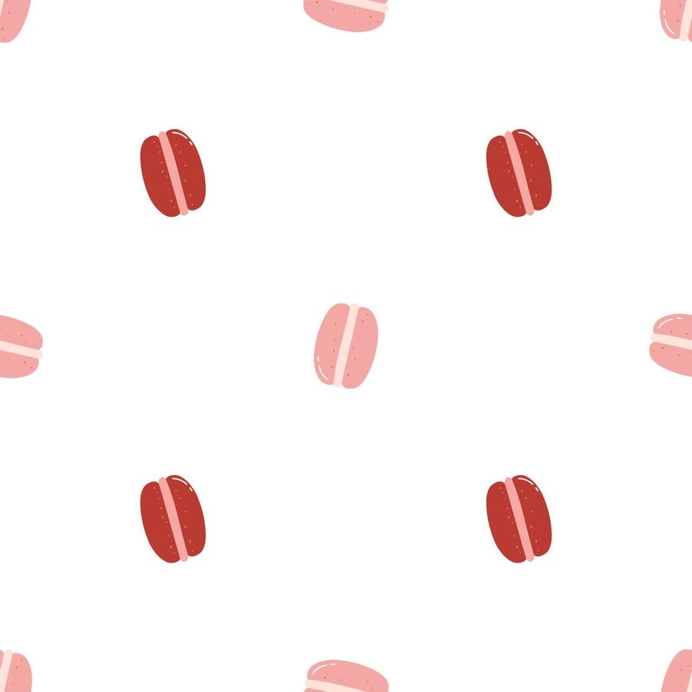 Seamless pattern with macaroon cookies. Flat vector background of sweet dessert, pastry food