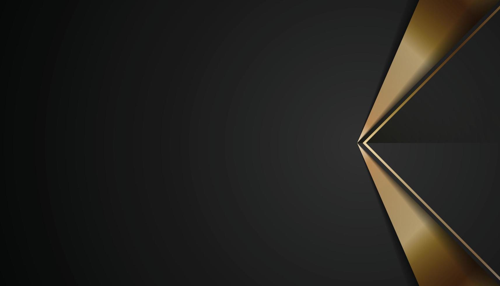 Abstract Black Background with Triangle Shapes, Golden Lines. Dark Luxury and Elegant Template vector