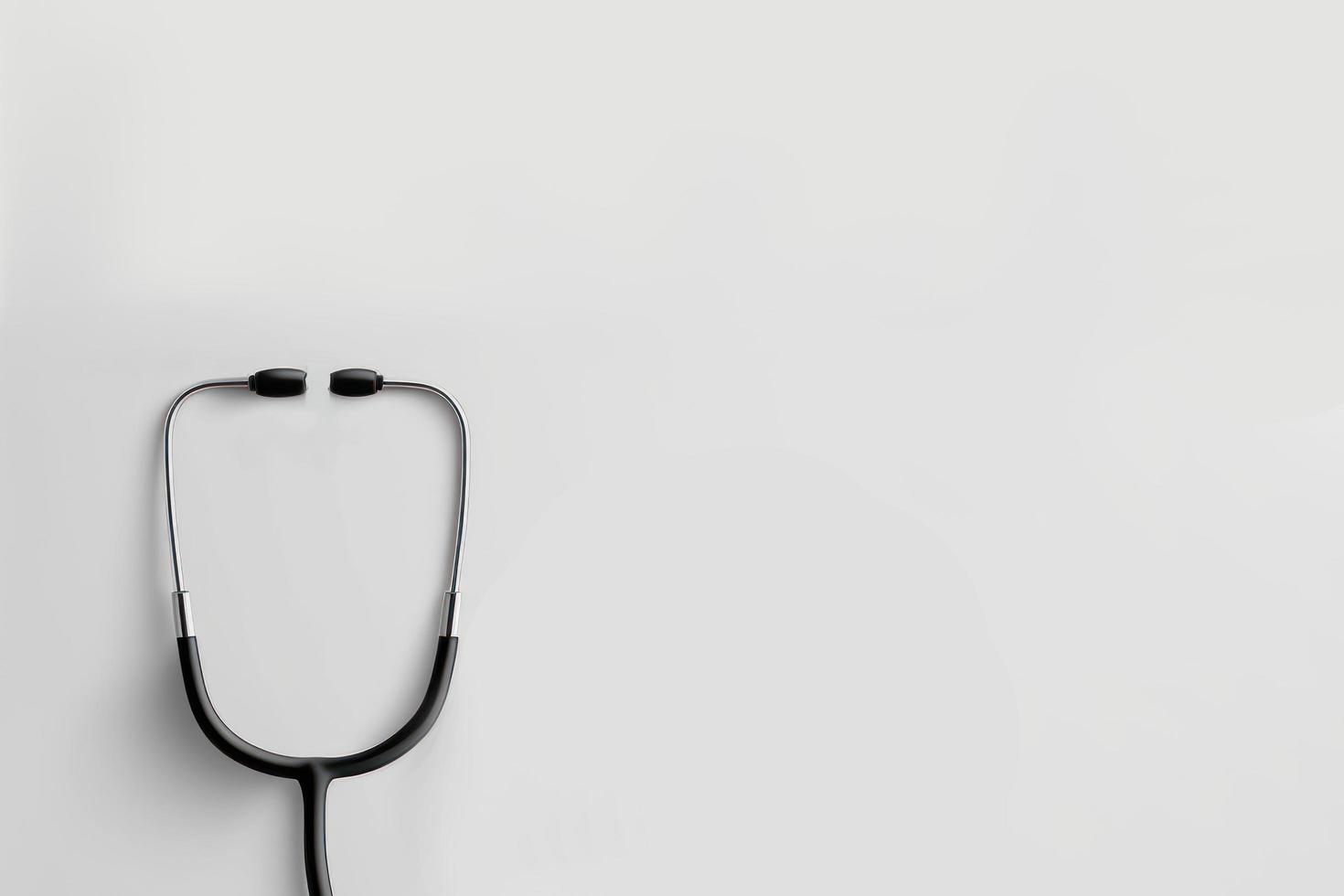 Top view of stethoscope on color  background with empty copy space, flat design. Health medical concept. photo