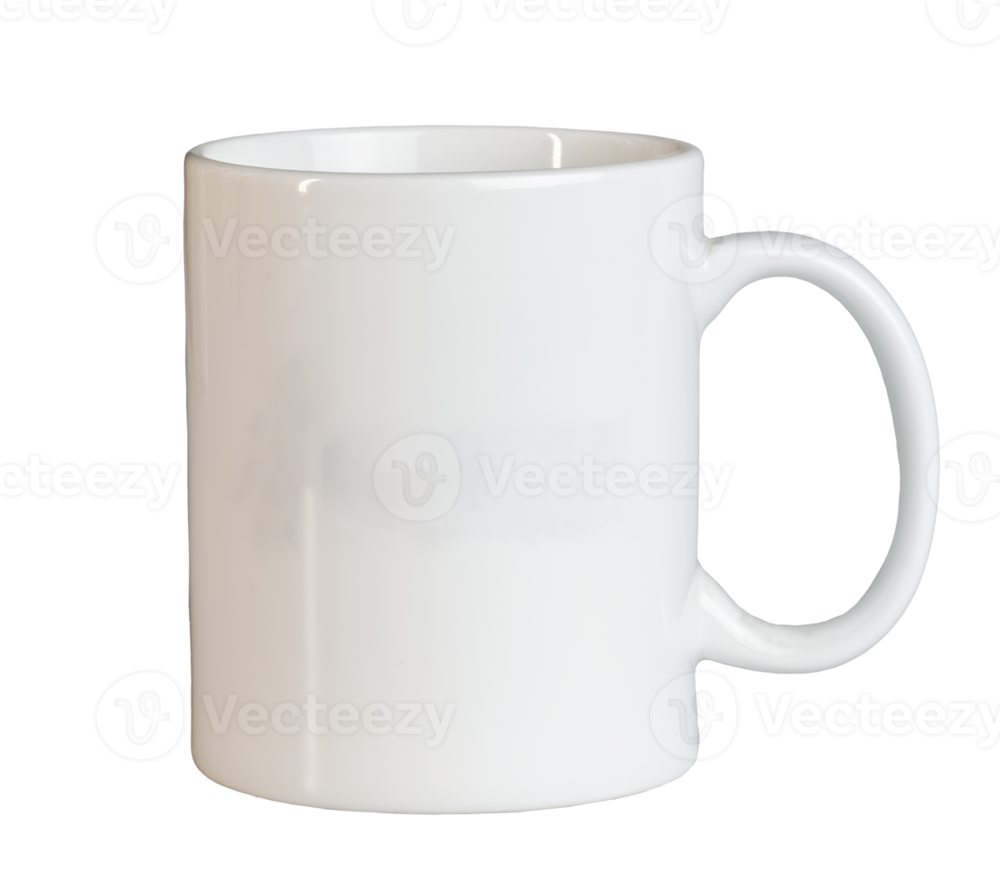 White cup isolate. Side view. Mockup template png