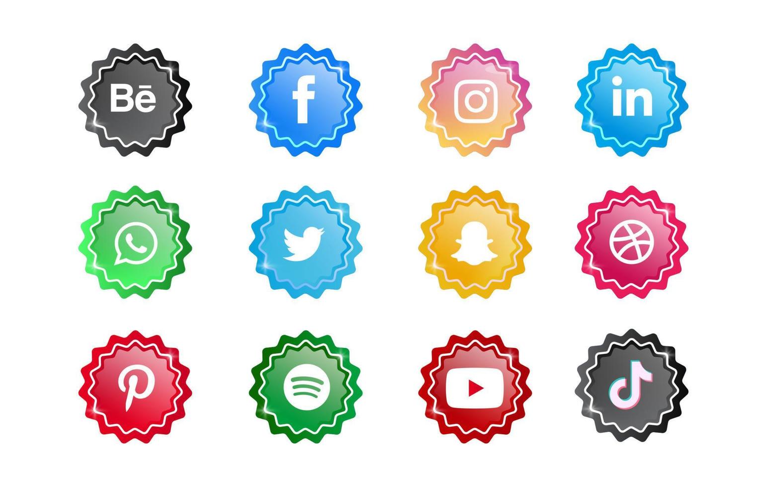 Online Tech Social Media Icon Set vector