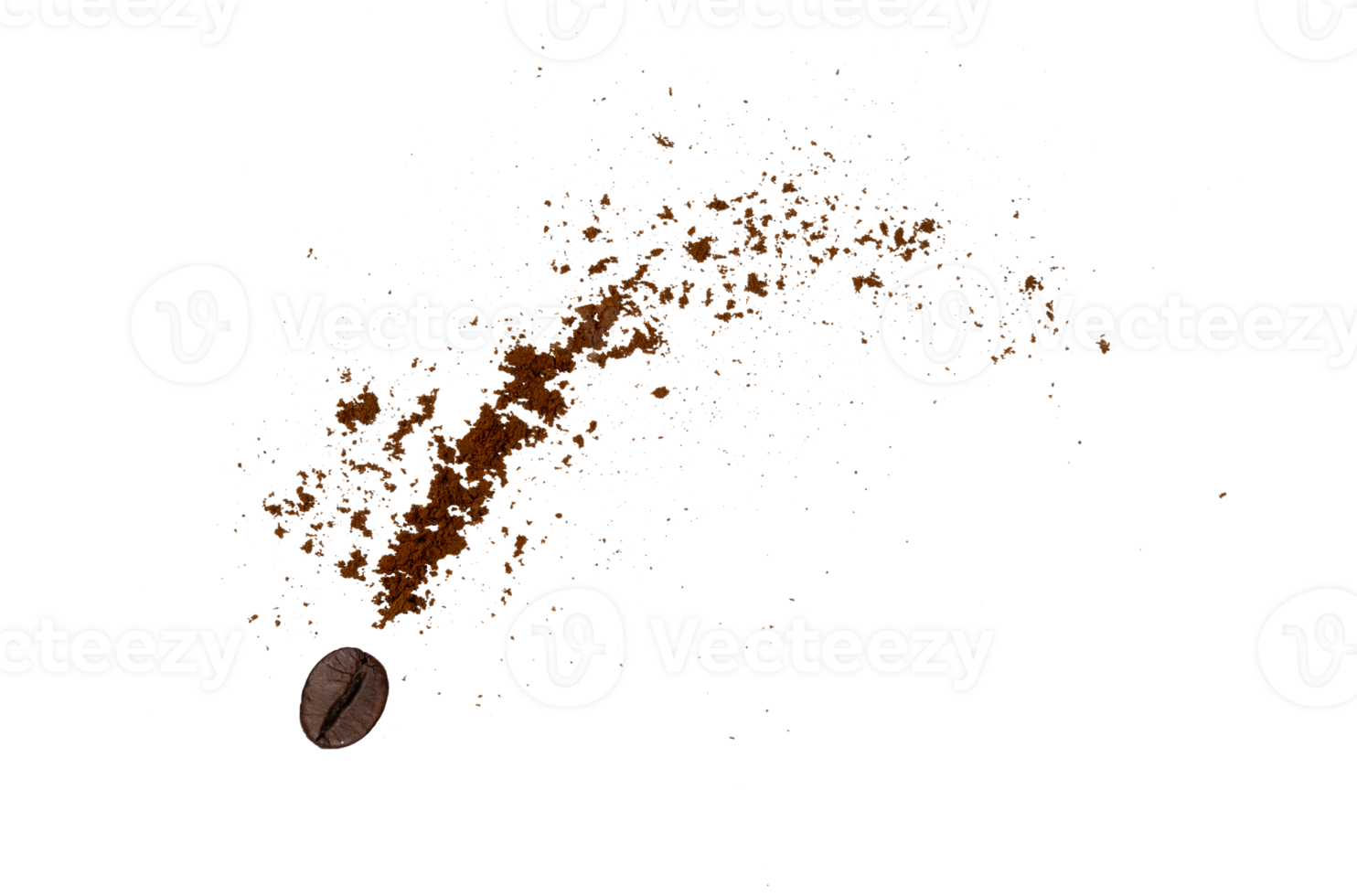 Kaffee Bohnen fallen mit Pulver isoliert png