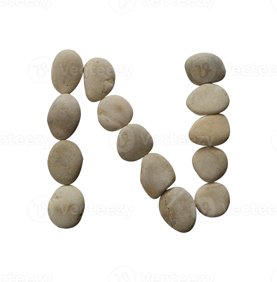 Letter N in stone isolated png