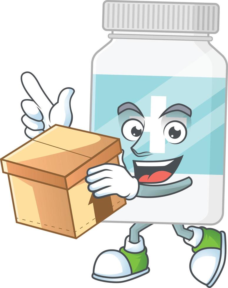 Supplement bottle Cartoon character vector