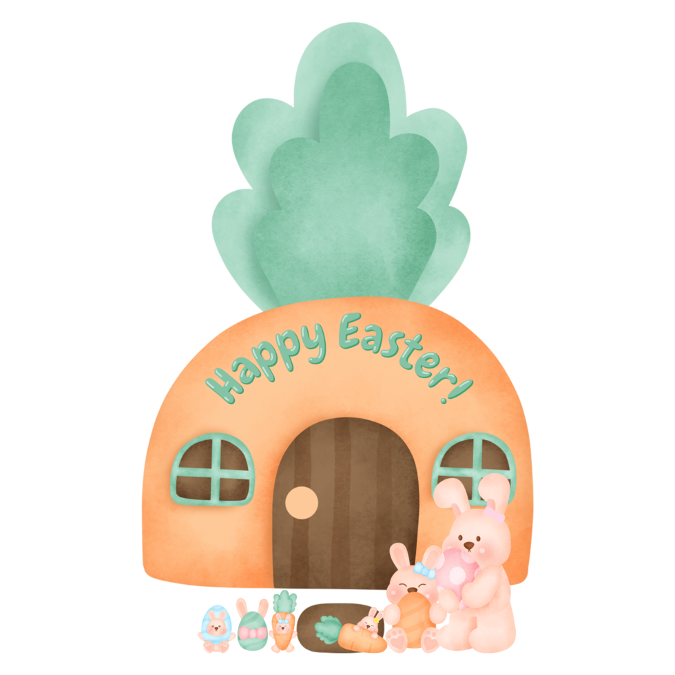 Easter House with Rabbit png