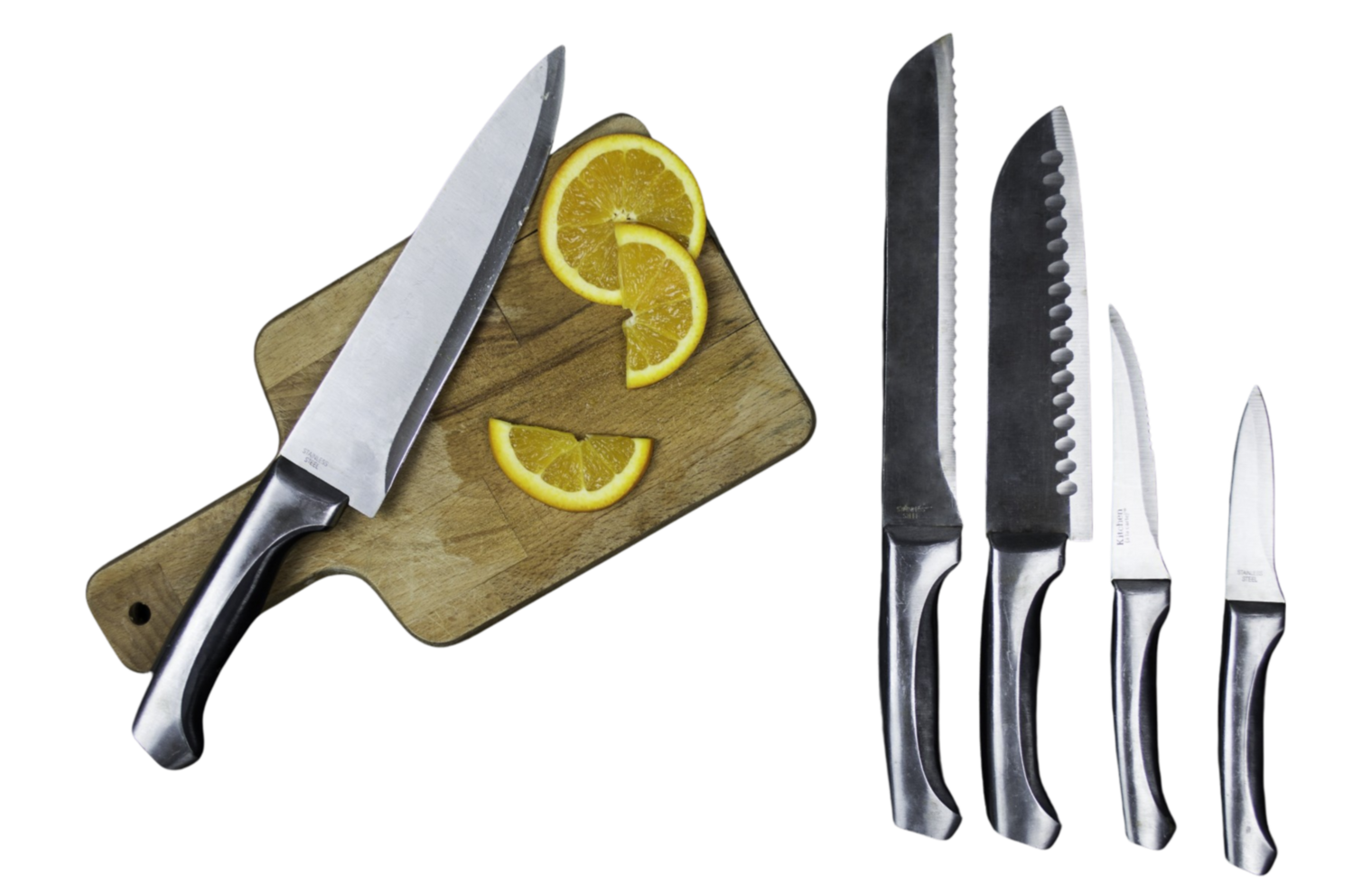 Knives set and chopping board 21286270 PNG