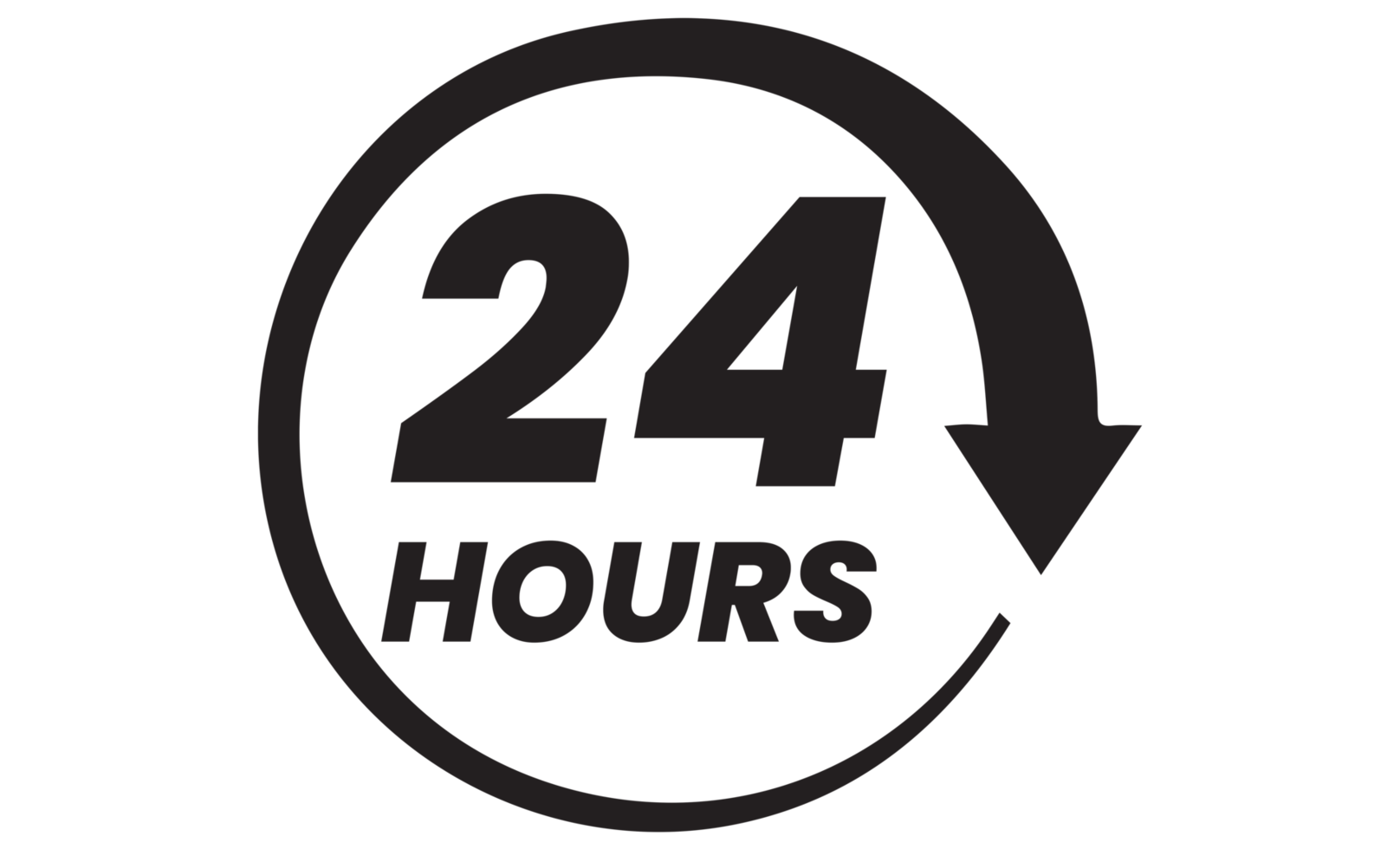 24 Hours sign on transparent background. png