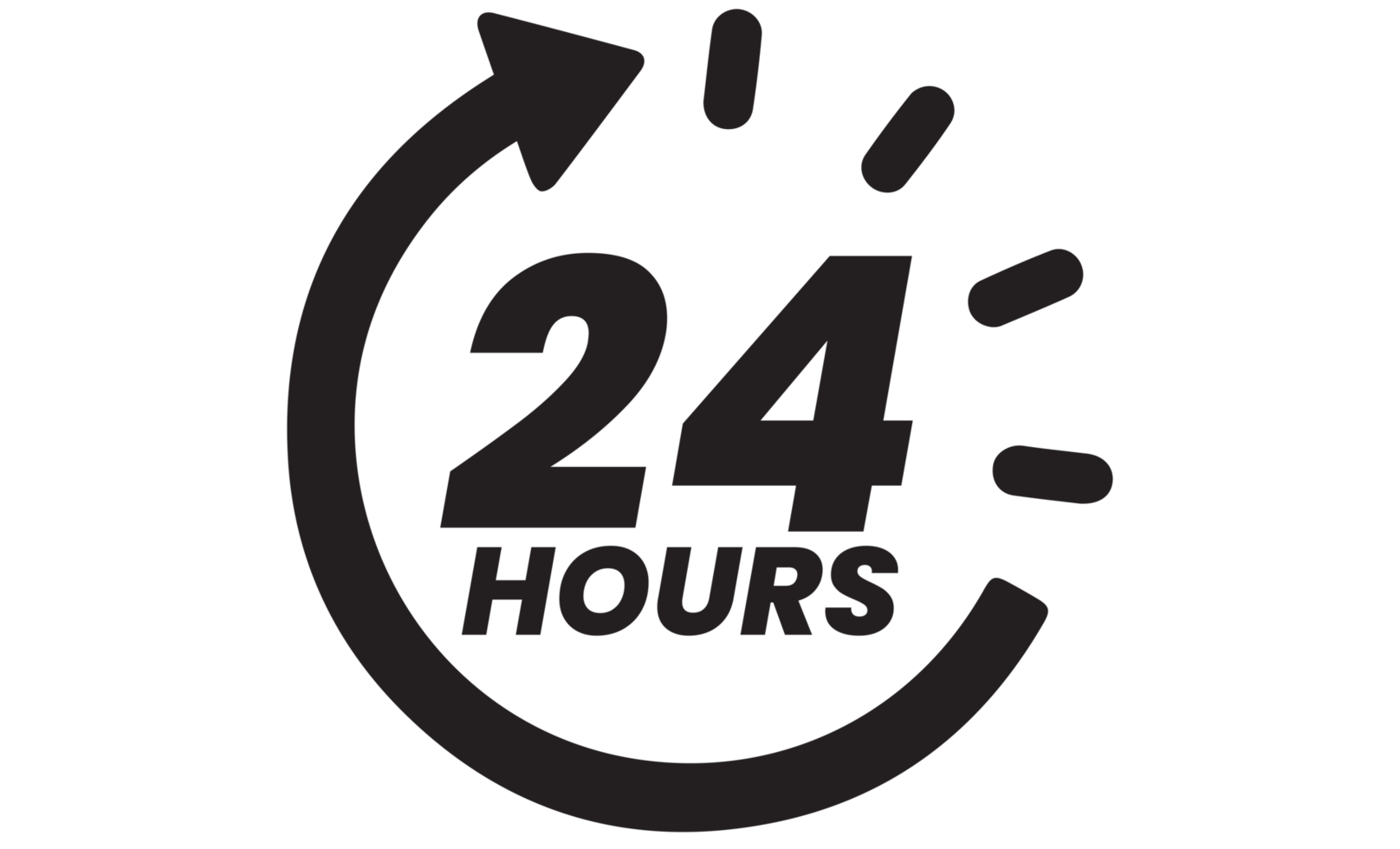 24 Hours sign on transparent background. png