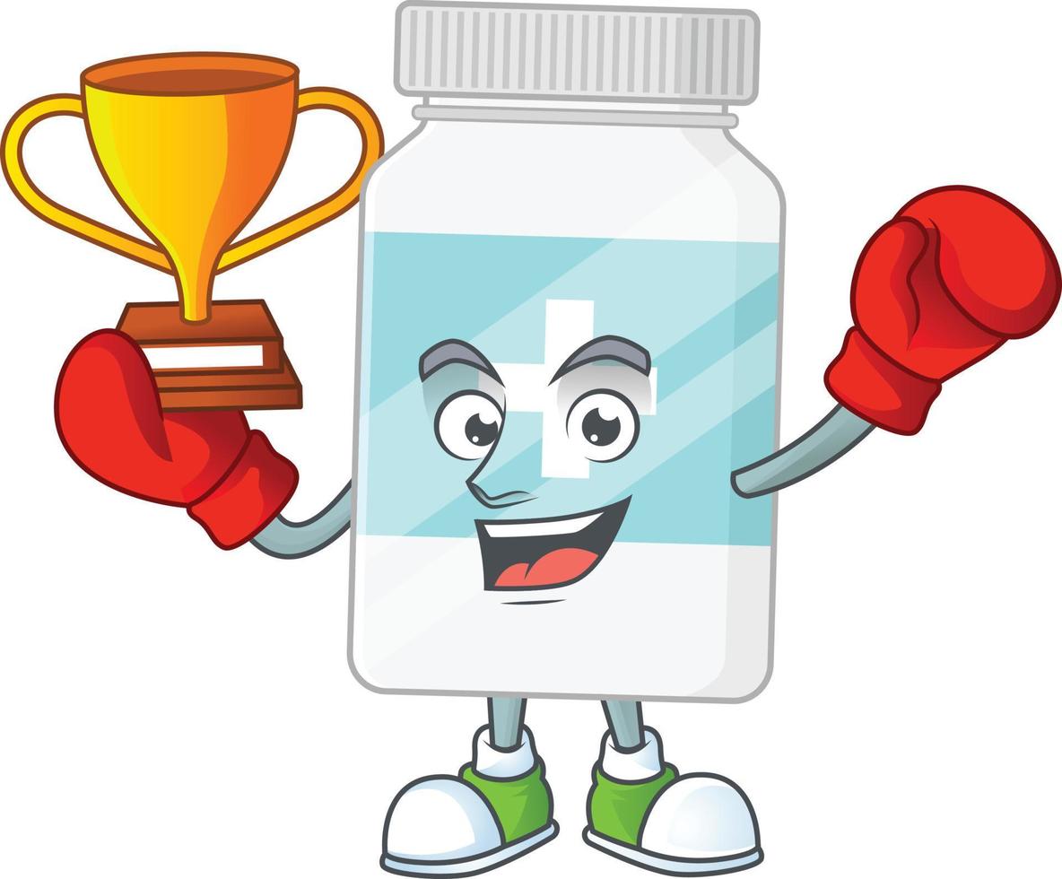 Supplement bottle Cartoon character vector