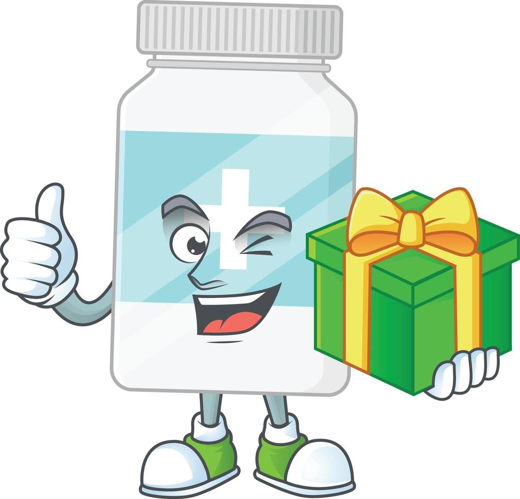 Supplement bottle Cartoon character vector