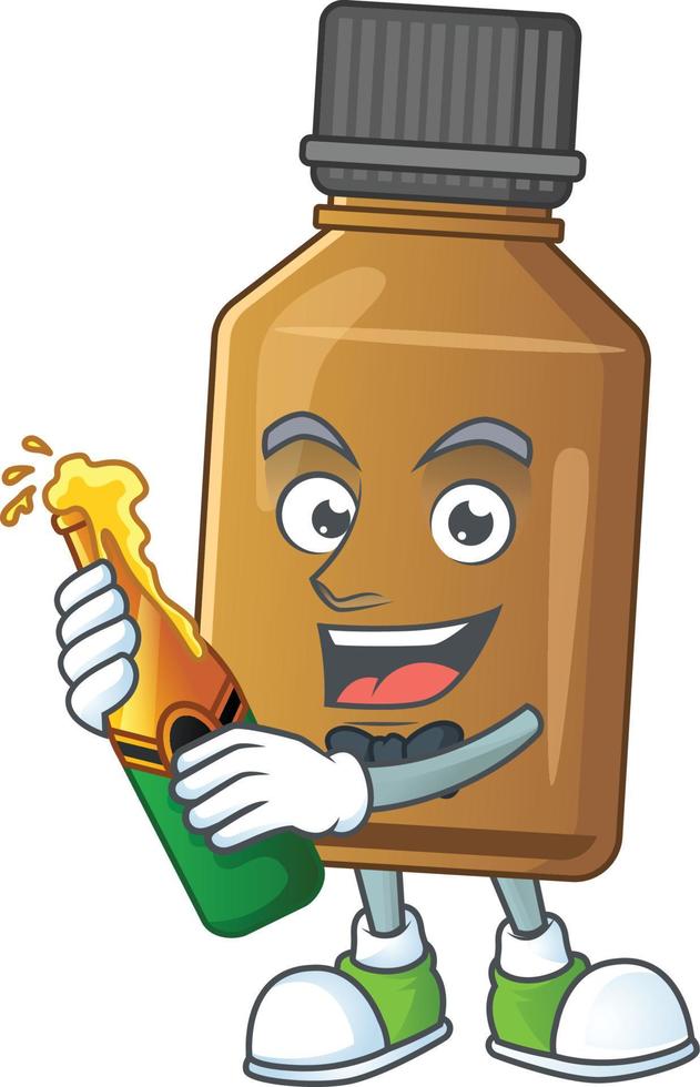 Syrup cure bottle Cartoon character vector