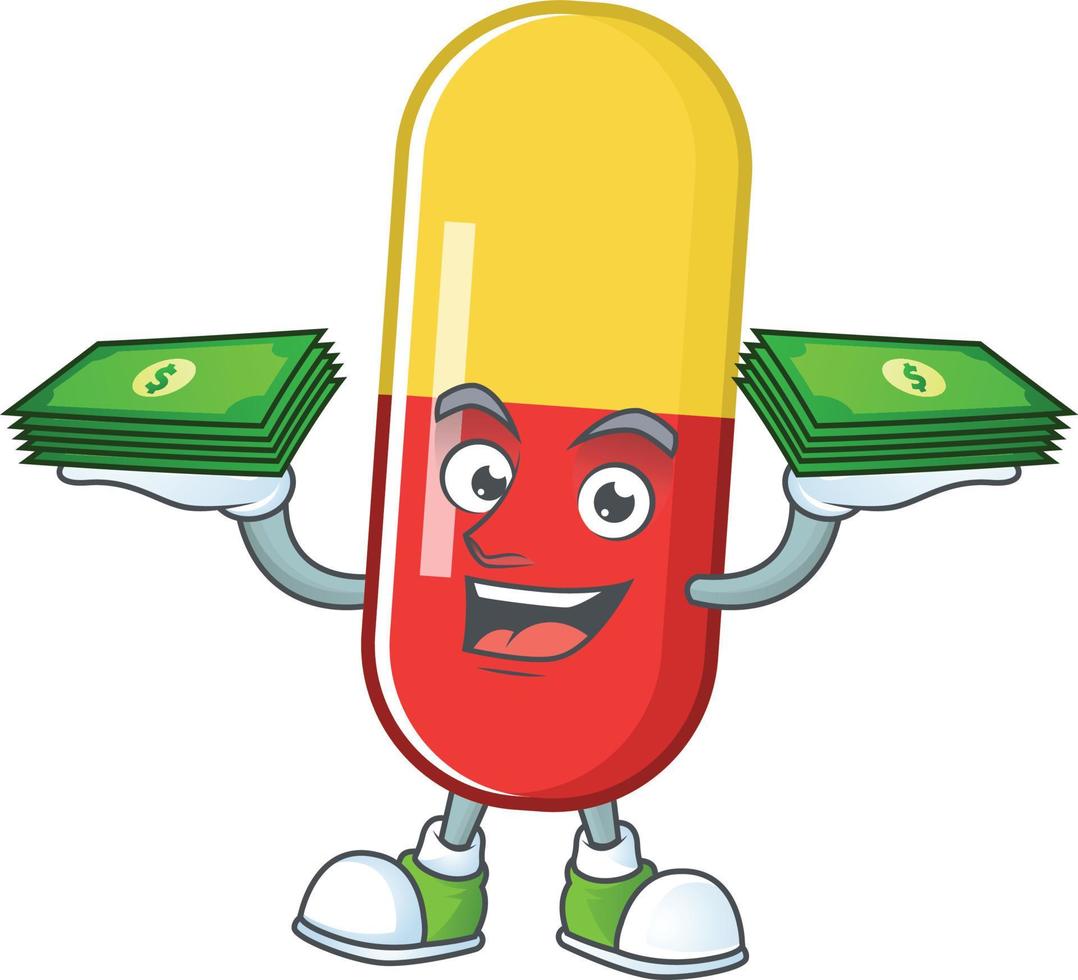 Red yellow capsules Cartoon character vector