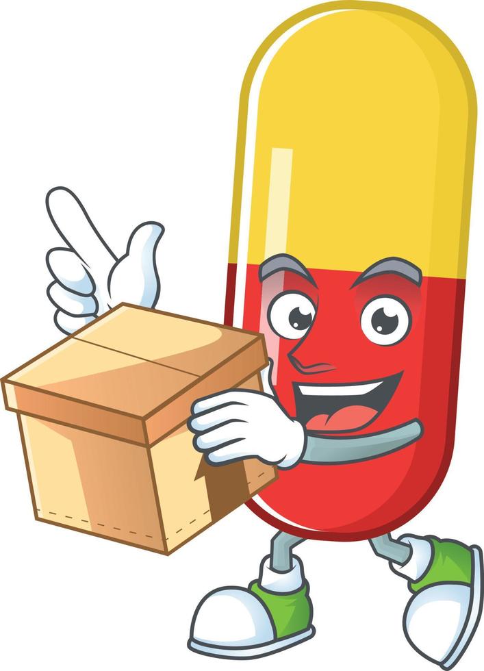 Red yellow capsules Cartoon character vector