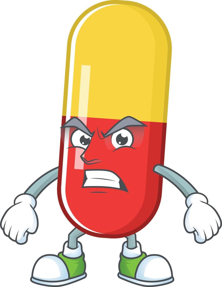 Red yellow capsules Cartoon character vector