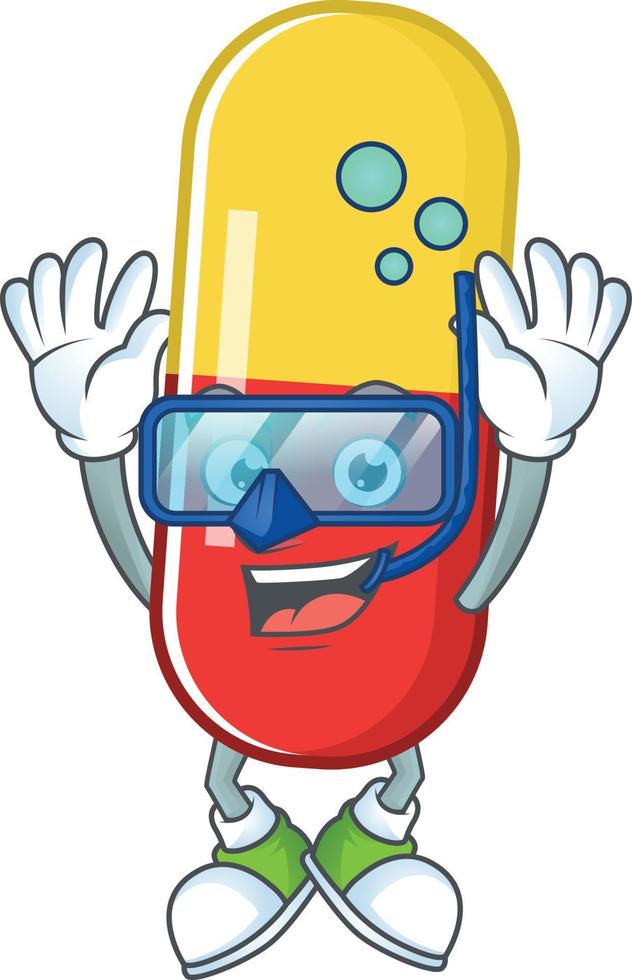 Red yellow capsules Cartoon character vector