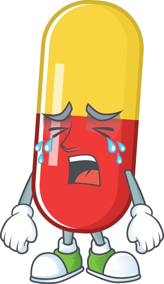 Red yellow capsules Cartoon character vector