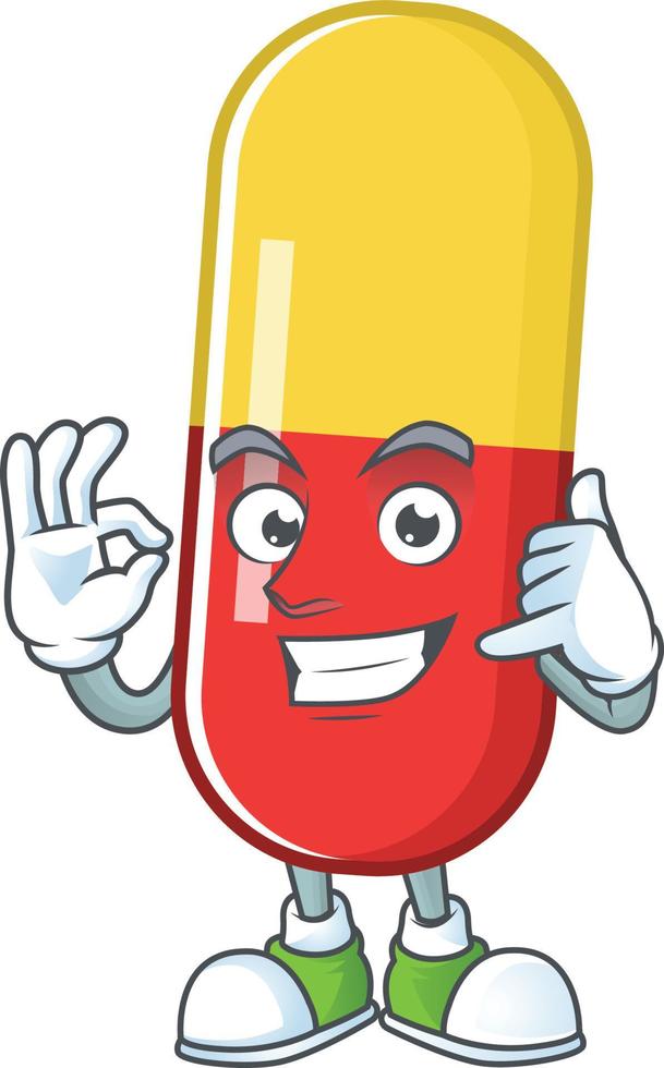 Red yellow capsules Cartoon character vector