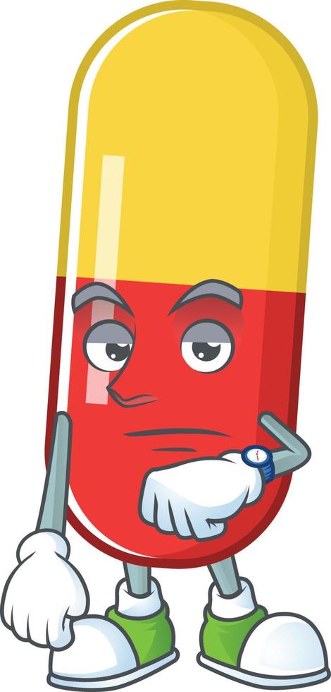 Red yellow capsules Cartoon character vector