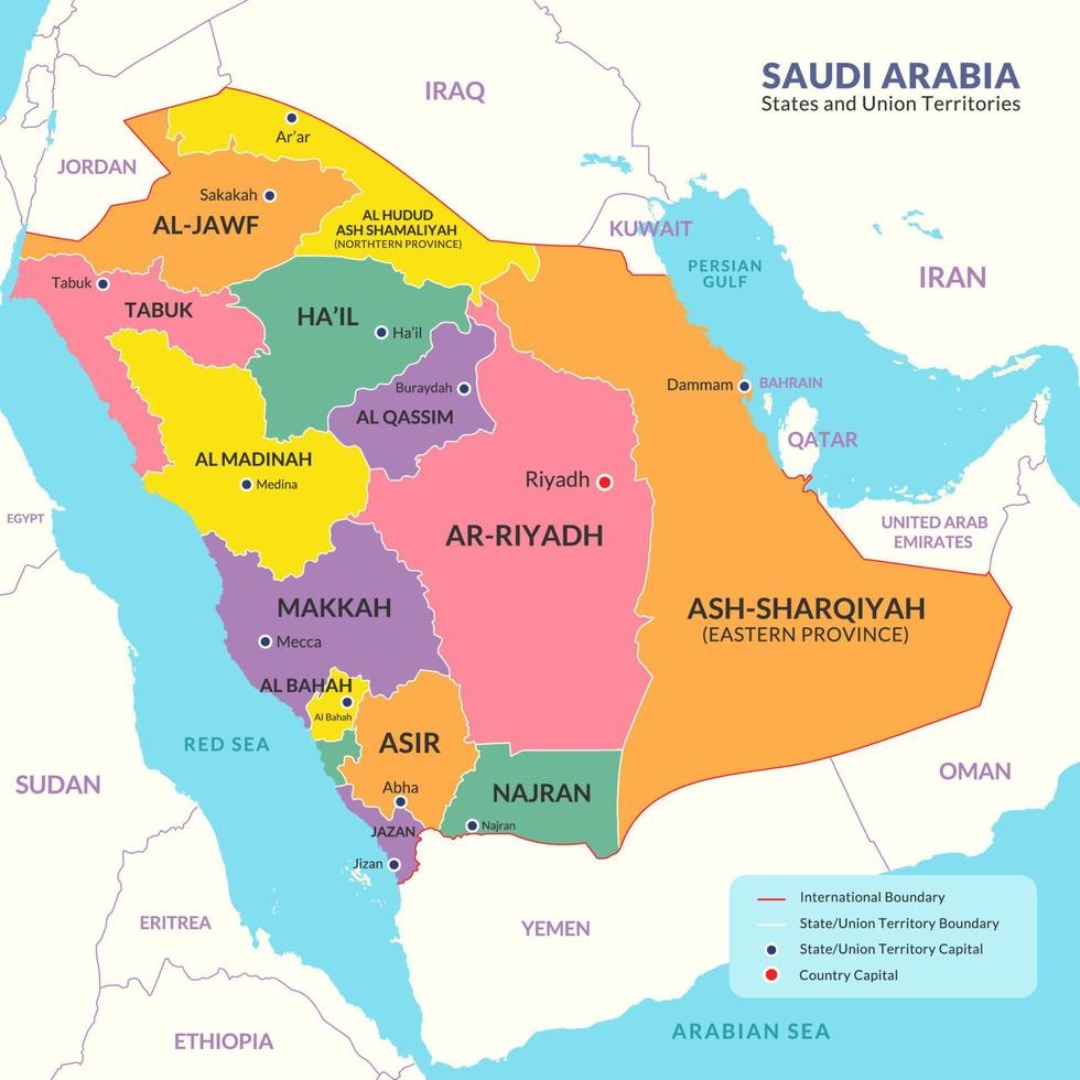 saudi arabia geográfico región país mapa para educación propósito vector