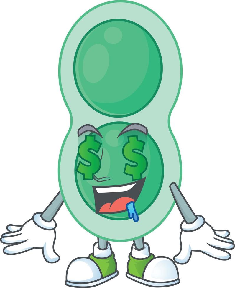 dibujos animados personaje de verde estreptococo pneumoniae vector