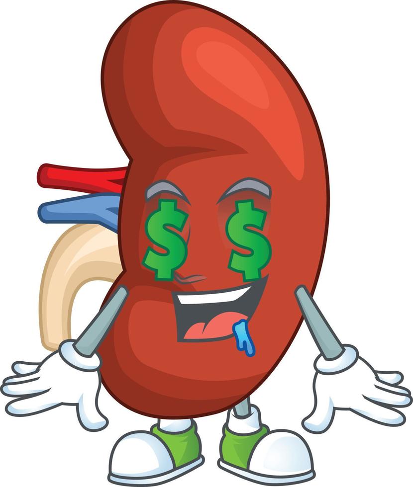Derecha humano riñón dibujos animados personaje vector