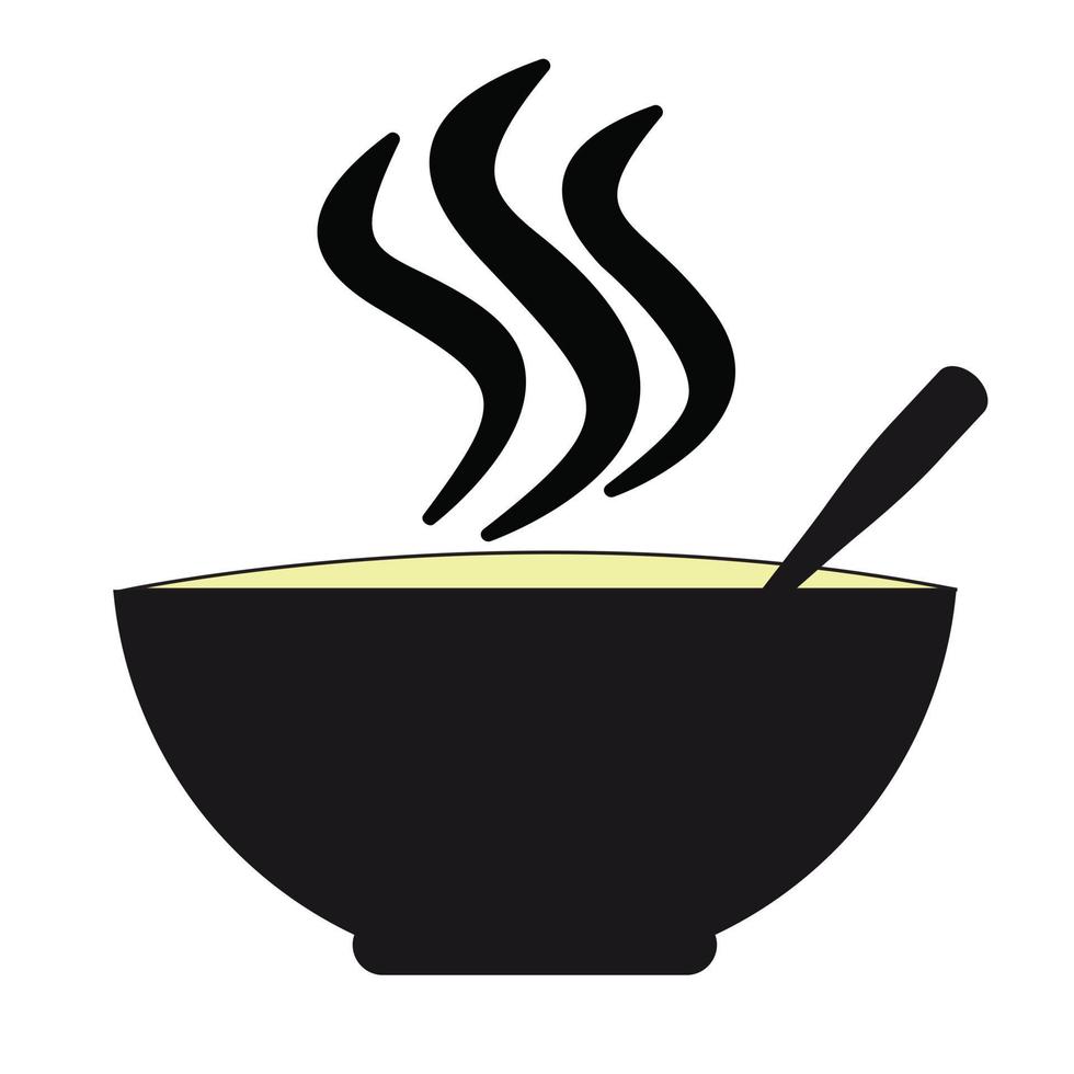 Soup with bowl and spoon vector icon