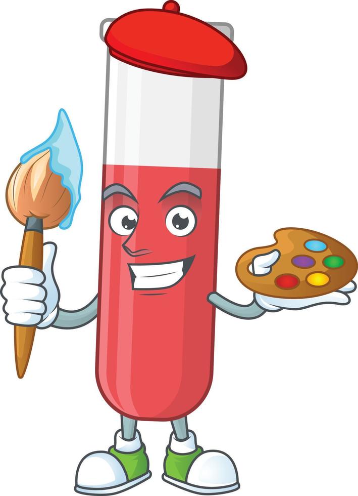 Red test tube Cartoon character vector