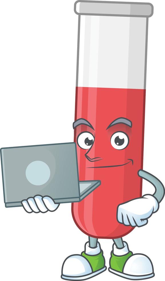 Red test tube Cartoon character vector